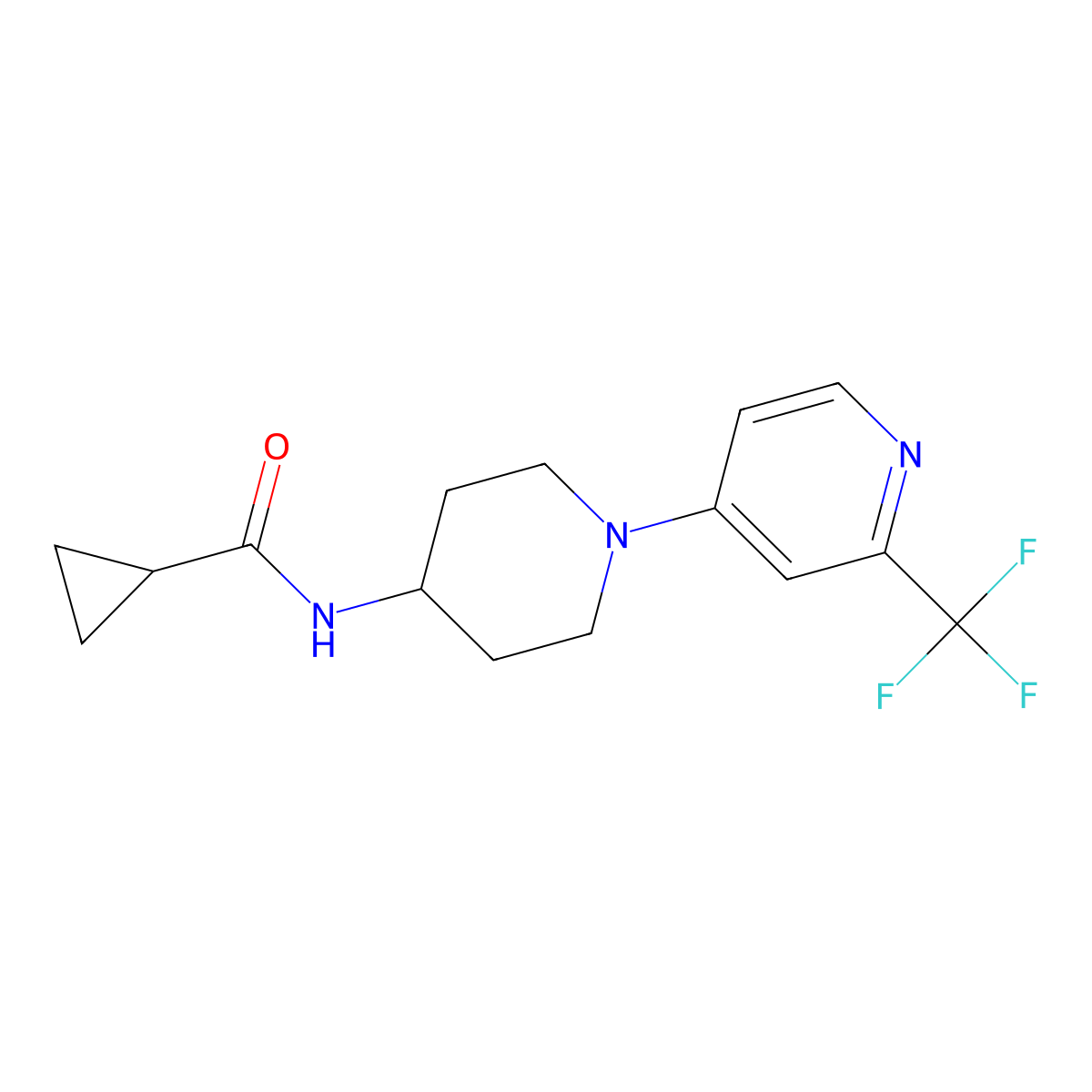N-{1-[2-(trifluoromethyl)pyridin-4-yl]piperidin-4-yl}cyclopropanecarboxamide molecular structure, CAS 2770641-94-4