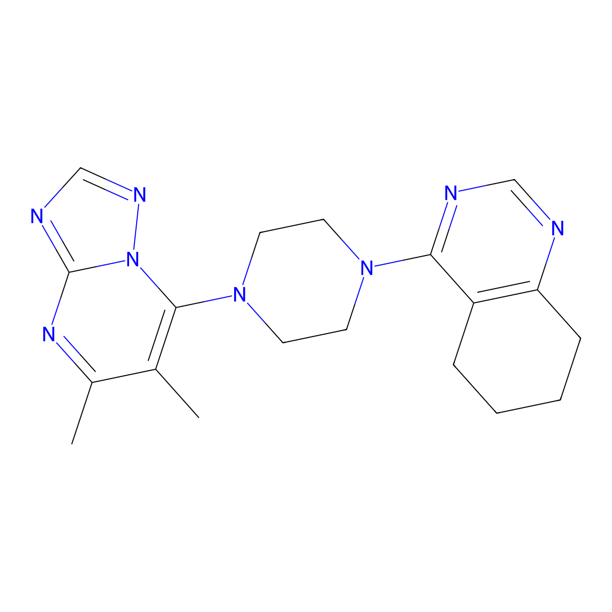 4-(4-{5,6-Dimethyl-[1,2,4]triazolo[1,5-a]pyrimidin-7-yl}piperazin-1-yl)-5,6,7,8-tetrahydroquinazoline molecular structure, CAS 2770641-95-5