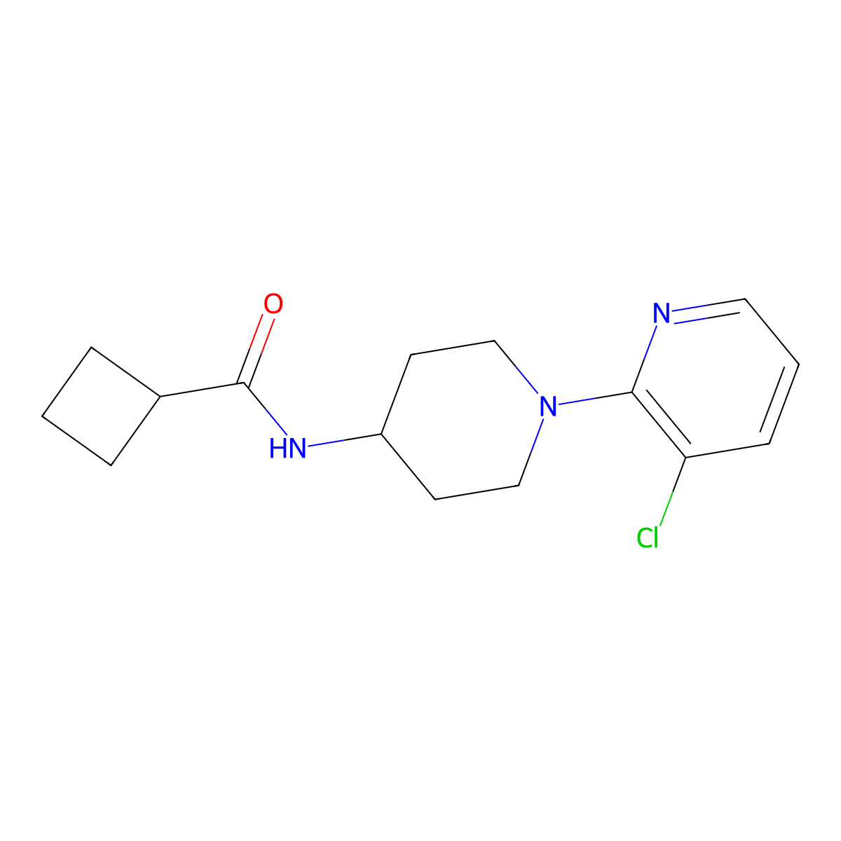 N-[1-(3-chloropyridin-2-yl)piperidin-4-yl]cyclobutanecarboxamide molecular structure, CAS 2770641-97-7