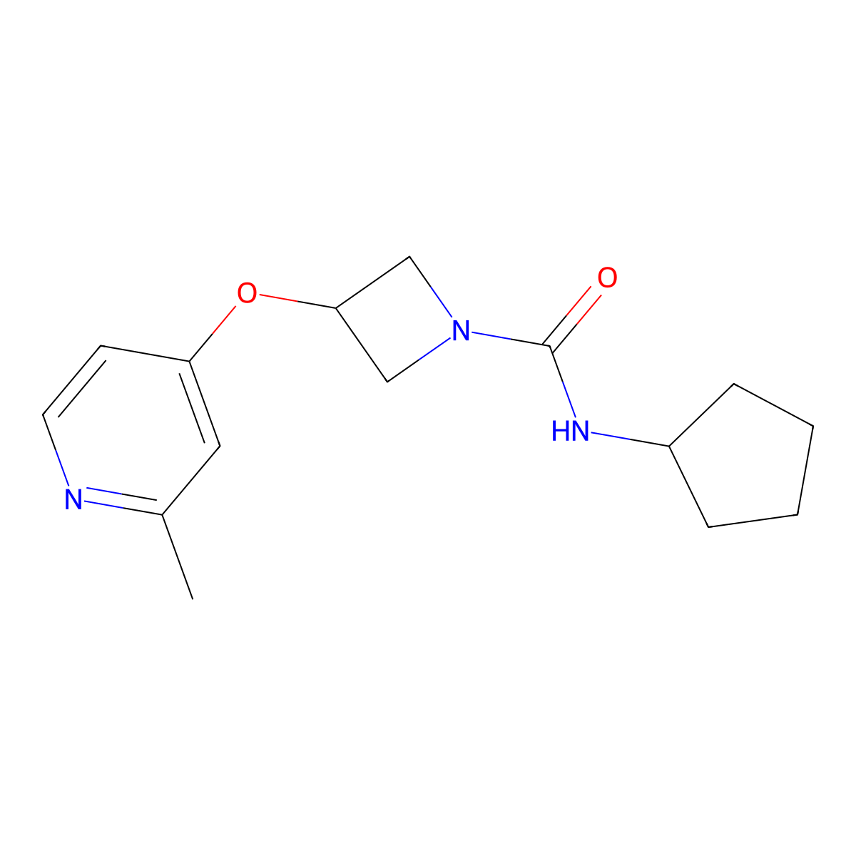 N-cyclopentyl-3-[(2-methylpyridin-4-yl)oxy]azetidine-1-carboxamide molecular structure, CAS 2770642-05-0