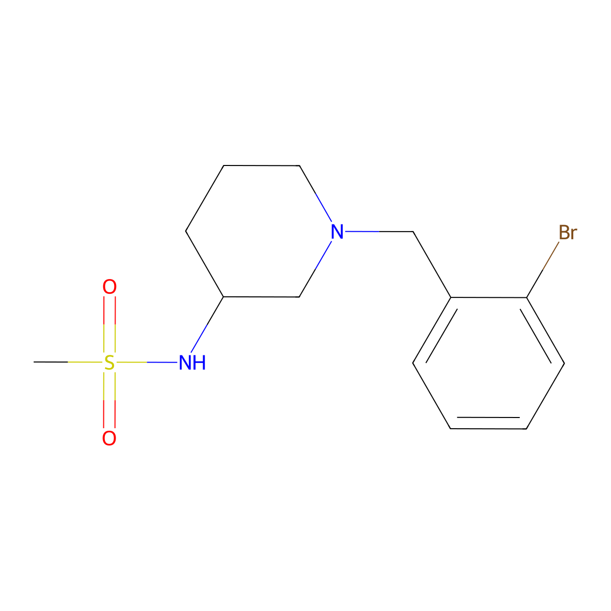 N-{1-[(2-bromophenyl)methyl]piperidin-3-yl}methanesulfonamide molecular structure, CAS 2770642-08-3
