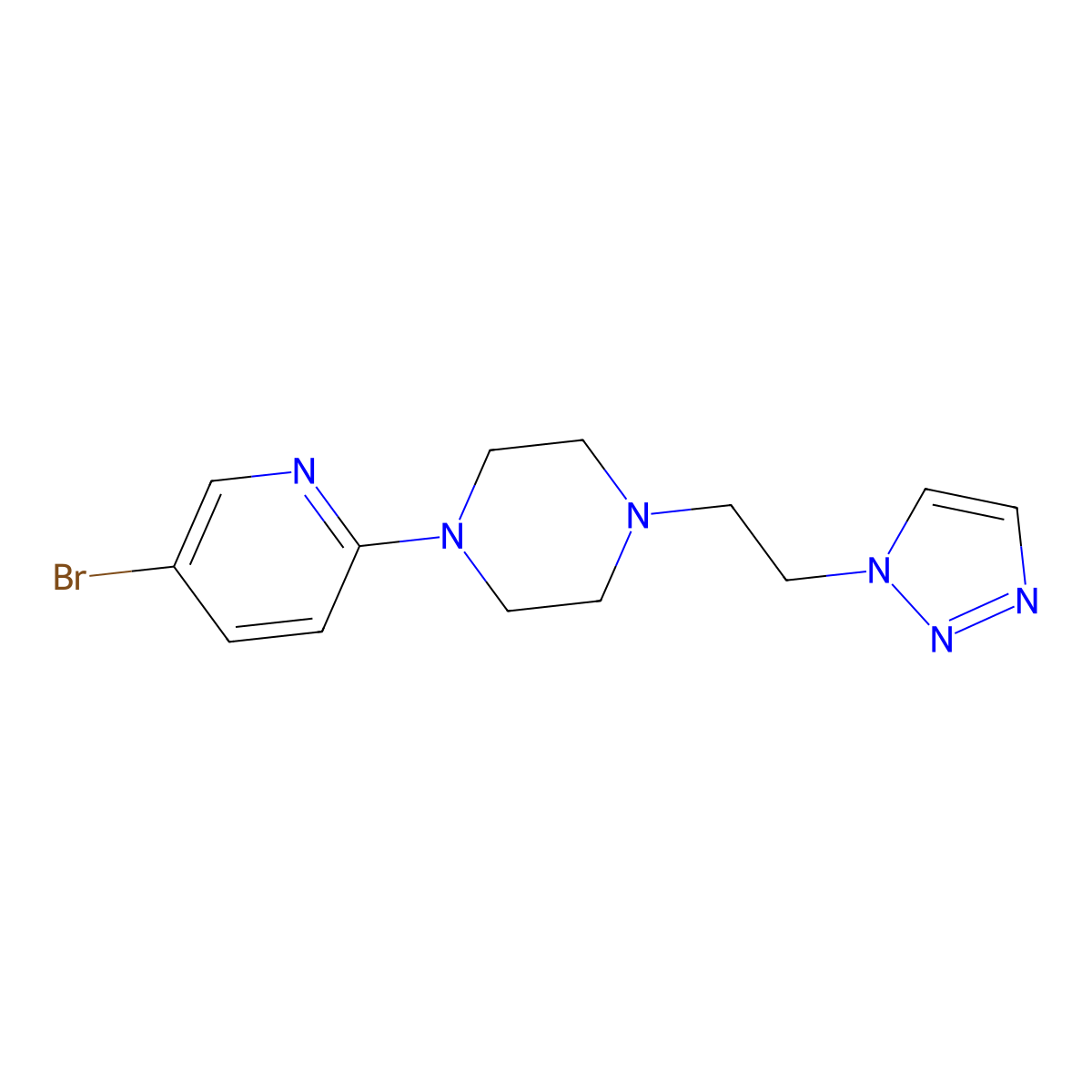 1-(5-bromopyridin-2-yl)-4-[2-(1H-1,2,3-triazol-1-yl)ethyl]piperazine molecular structure, CAS 2770642-20-9