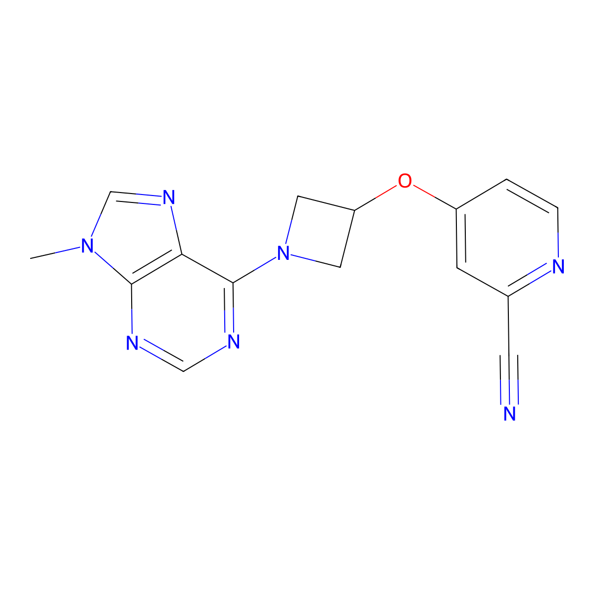 4-{[1-(9-methyl-9H-purin-6-yl)azetidin-3-yl]oxy}pyridine-2-carbonitrile molecular structure, CAS 2770642-21-0