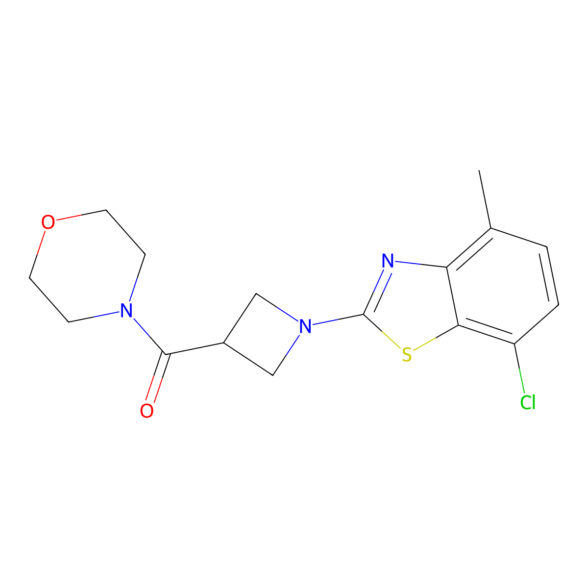7-Chloro-4-methyl-2-[3-(morpholine-4-carbonyl)azetidin-1-yl]-1,3-benzothiazole molecular structure, CAS 2770642-28-7