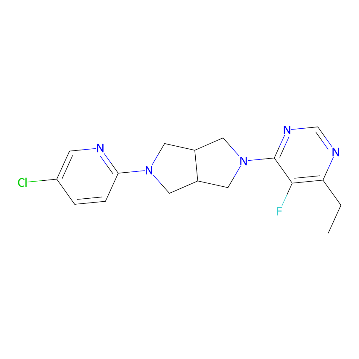 4-[5-(5-Chloropyridin-2-yl)-octahydropyrrolo[3,4-c]pyrrol-2-yl]-6-ethyl-5-fluoropyrimidine molecular structure, CAS 2770642-41-4