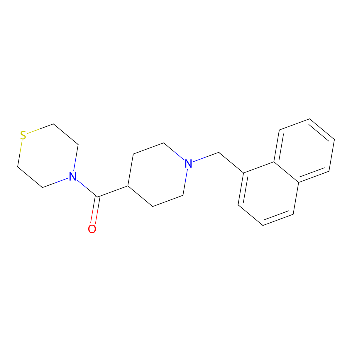 4-{1-[(Naphthalen-1-yl)methyl]piperidine-4-carbonyl}thiomorpholine molecular structure, CAS 2770642-45-8