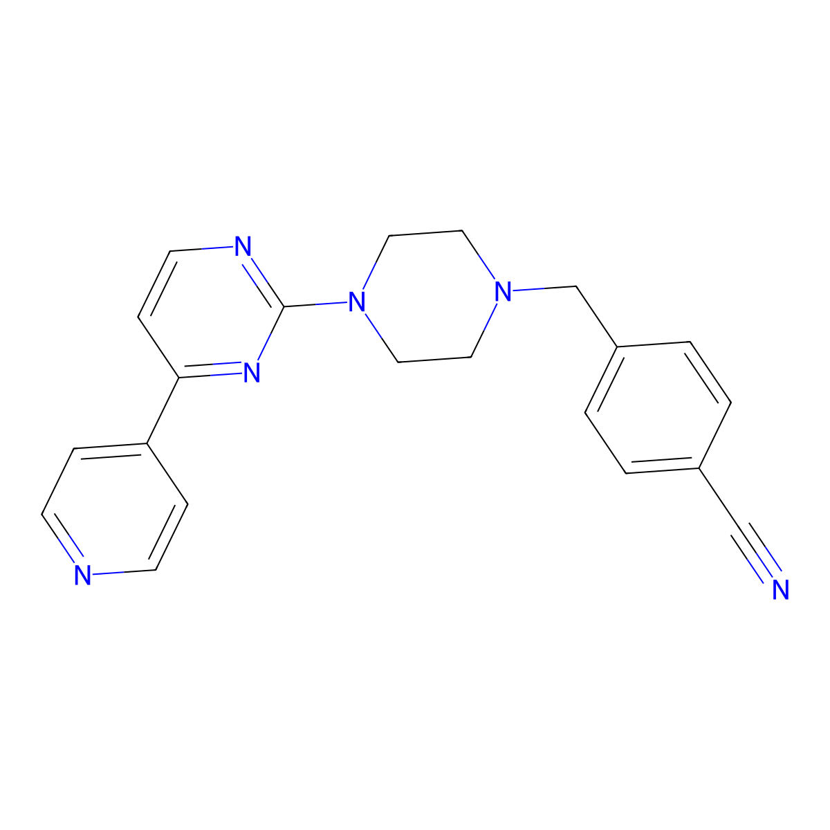 4-({4-[4-(Pyridin-4-yl)pyrimidin-2-yl]piperazin-1-yl}methyl)benzonitrile molecular structure, CAS 2770642-49-2