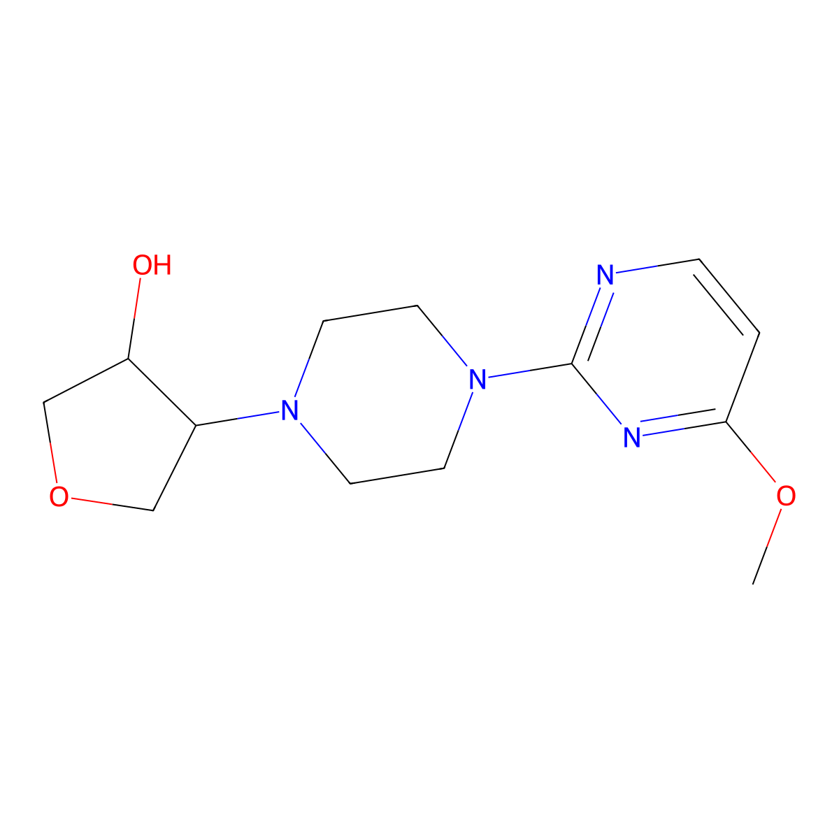 4-[4-(4-Methoxypyrimidin-2-yl)piperazin-1-yl]oxolan-3-ol molecular structure, CAS 2770642-52-7