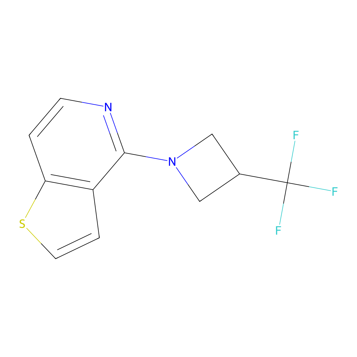 1-{Thieno[3,2-c]pyridin-4-yl}-3-(trifluoromethyl)azetidine molecular structure, CAS 2770642-53-8