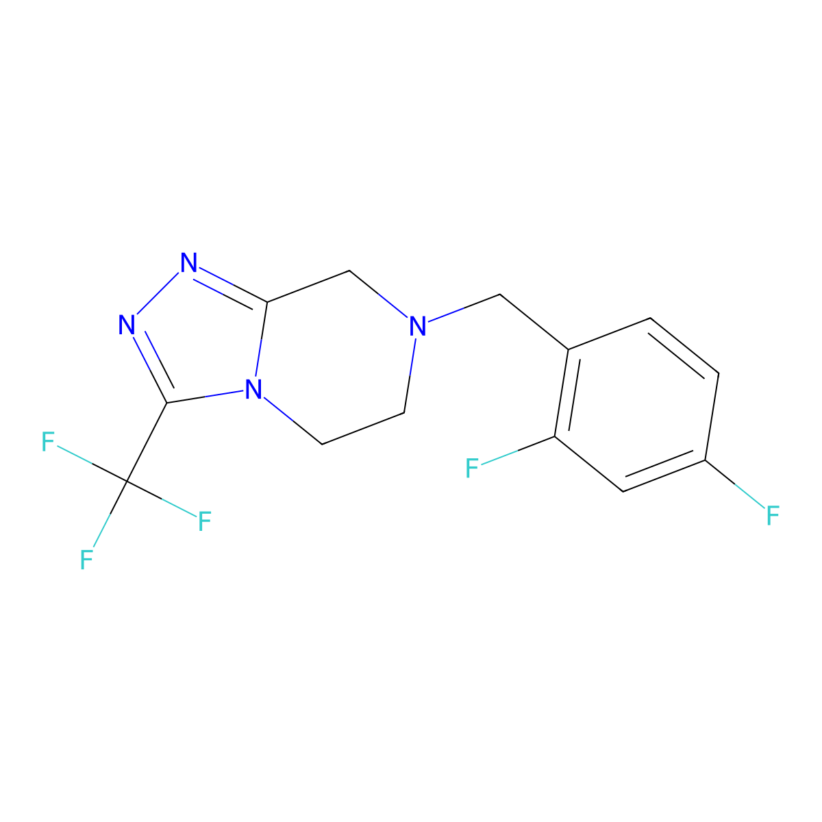7-[(2,4-difluorophenyl)methyl]-3-(trifluoromethyl)-5H,6H,7H,8H-[1,2,4]triazolo[4,3-a]pyrazine molecular structure, CAS 2770642-55-0