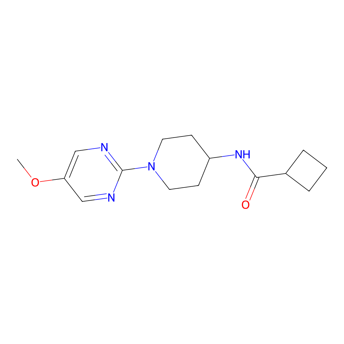 N-[1-(5-methoxypyrimidin-2-yl)piperidin-4-yl]cyclobutanecarboxamide molecular structure, CAS 2770642-58-3