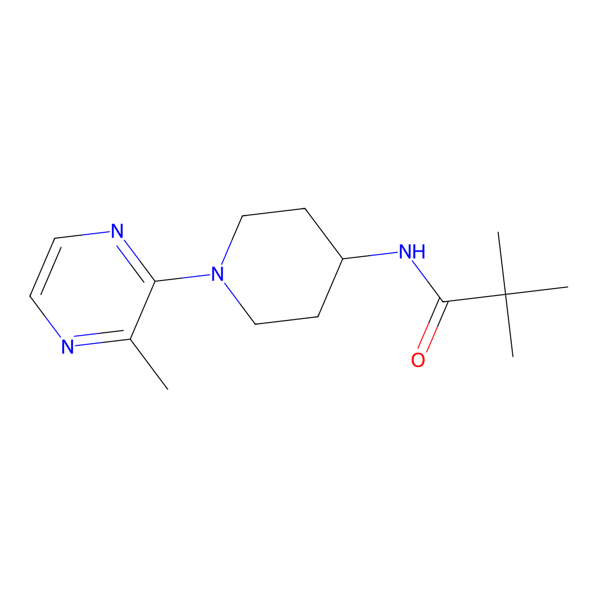 2,2-dimethyl-N-[1-(3-methylpyrazin-2-yl)piperidin-4-yl]propanamide molecular structure, CAS 2770642-60-7