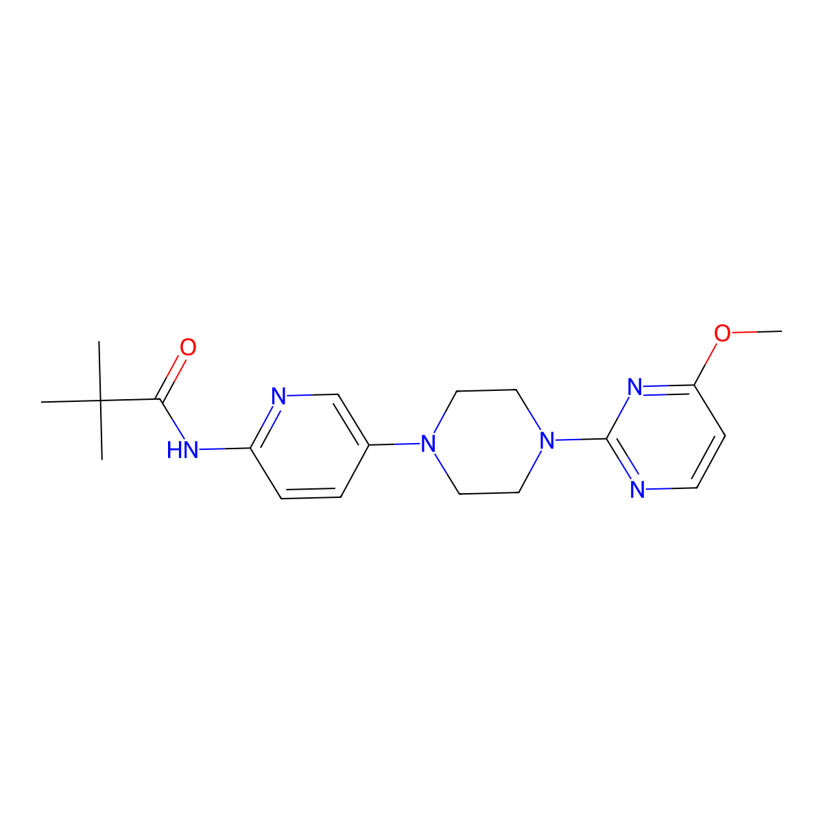 N-{5-[4-(4-methoxypyrimidin-2-yl)piperazin-1-yl]pyridin-2-yl}-2,2-dimethylpropanamide molecular structure, CAS 2770642-65-2