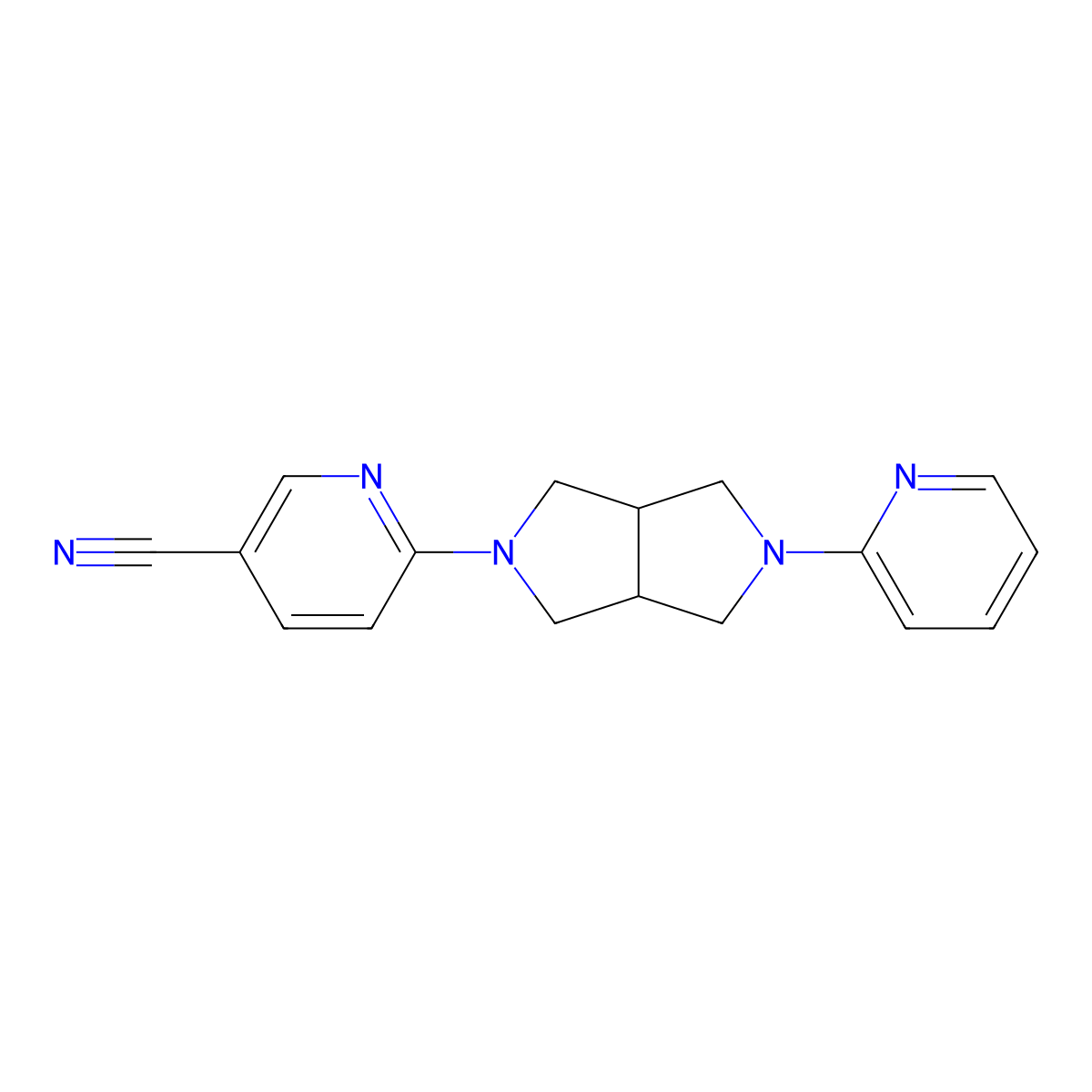 6-[5-(Pyridin-2-yl)-octahydropyrrolo[3,4-c]pyrrol-2-yl]pyridine-3-carbonitrile molecular structure, CAS 2770642-67-4