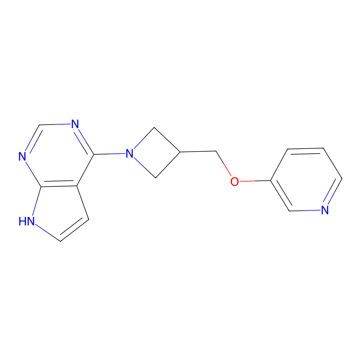3-[(1-{7H-pyrrolo[2,3-d]pyrimidin-4-yl}azetidin-3-yl)methoxy]pyridine molecular structure, CAS 2770642-73-2