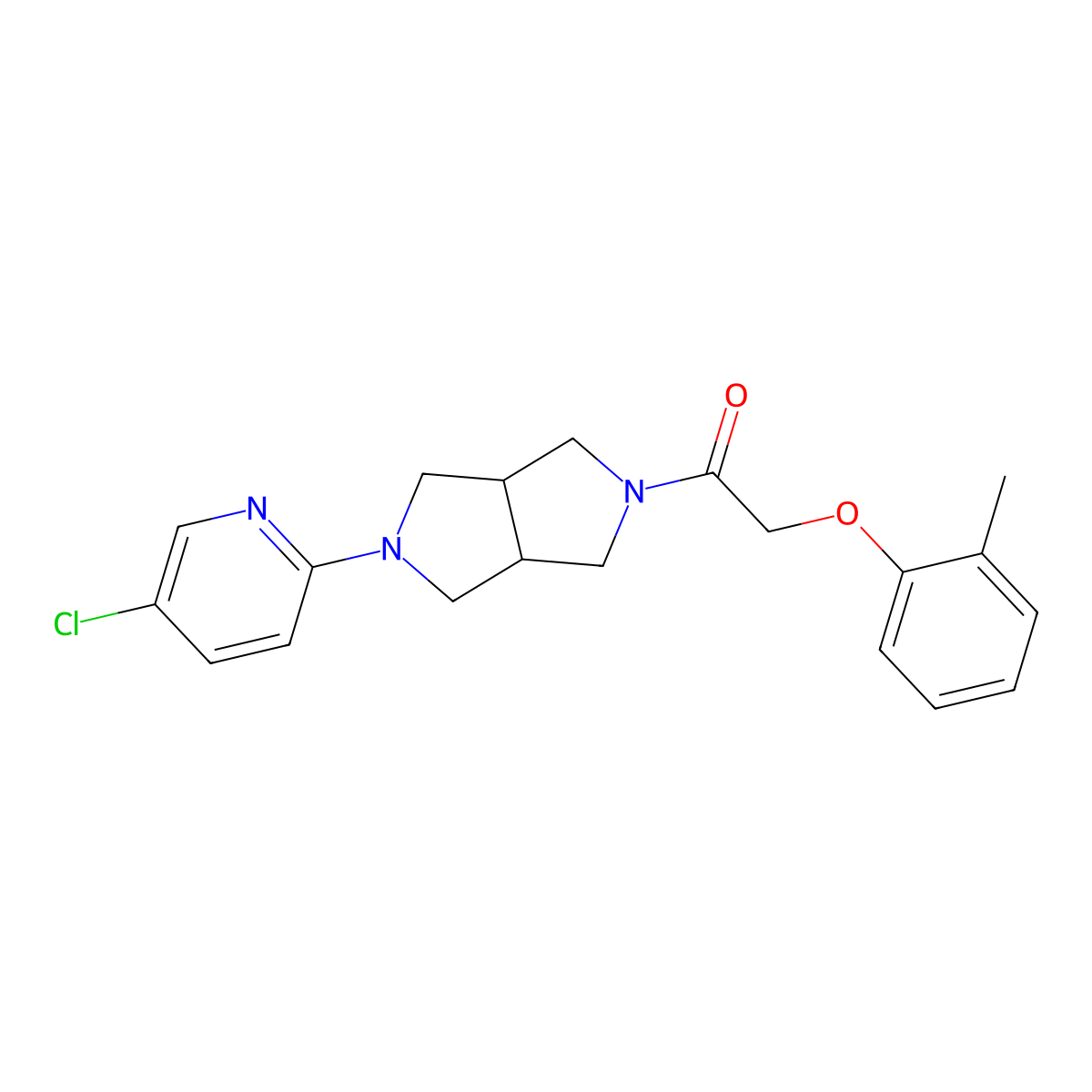 1-[5-(5-Chloropyridin-2-yl)-octahydropyrrolo[3,4-c]pyrrol-2-yl]-2-(2-methylphenoxy)ethan-1-one molecular structure, CAS 2770642-74-3