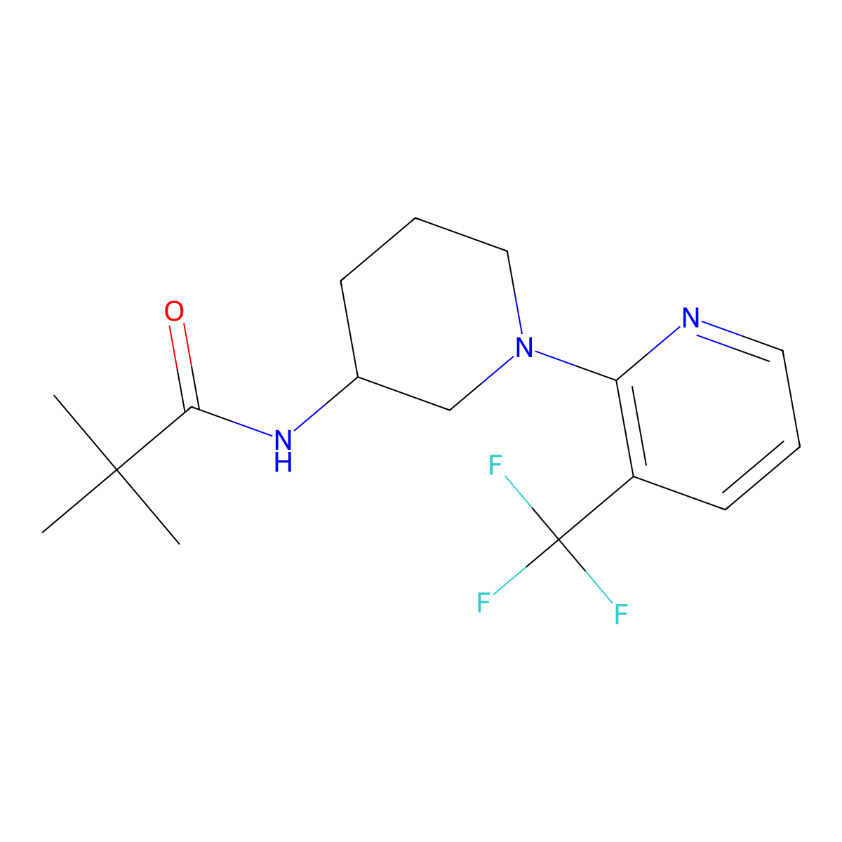 2,2-dimethyl-N-{1-[3-(trifluoromethyl)pyridin-2-yl]piperidin-3-yl}propanamide molecular structure, CAS 2770642-81-2