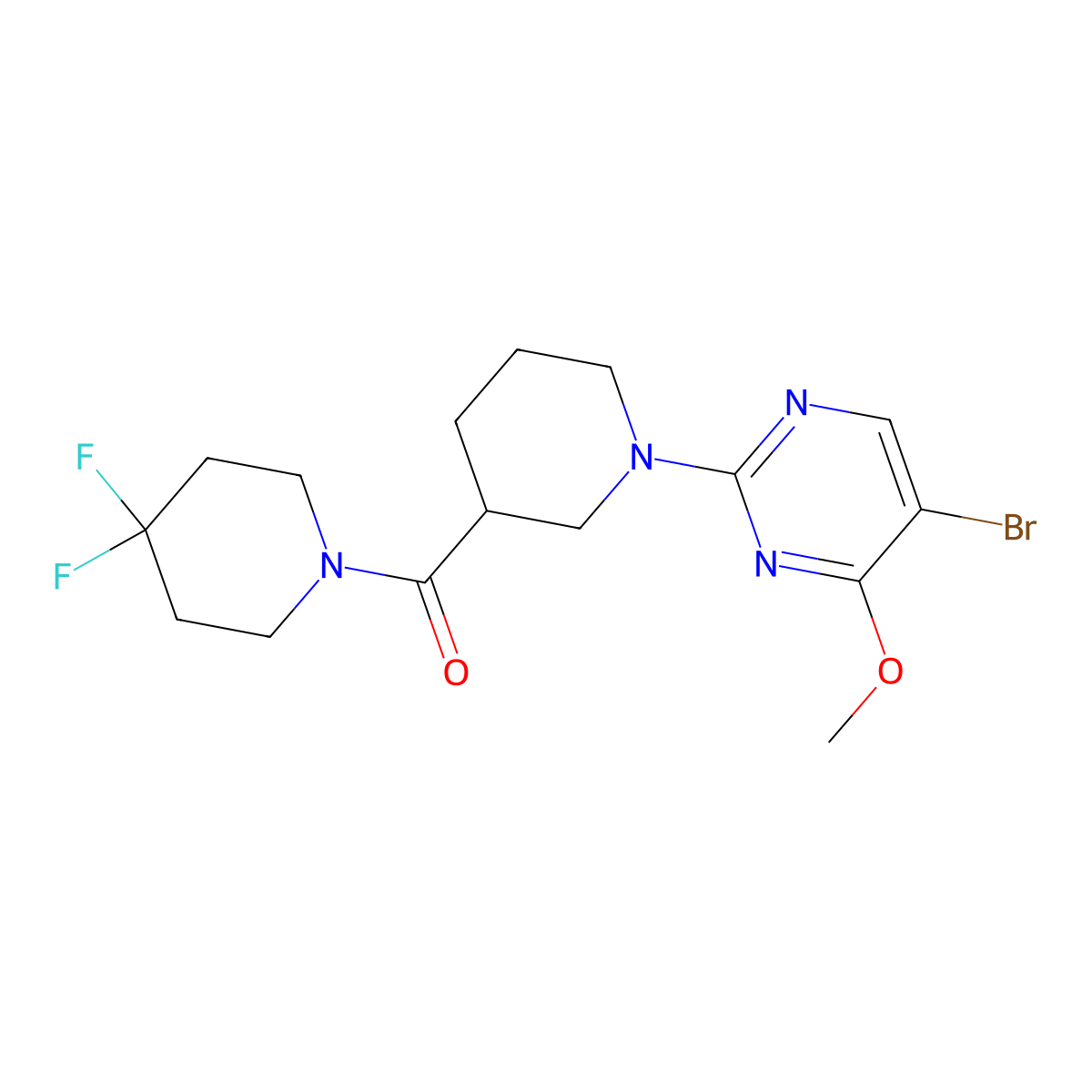 5-Bromo-2-[3-(4,4-difluoropiperidine-1-carbonyl)piperidin-1-yl]-4-methoxypyrimidine molecular structure, CAS 2770642-83-4