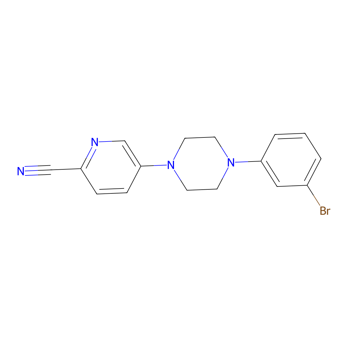5-[4-(3-Bromophenyl)piperazin-1-yl]pyridine-2-carbonitrile molecular structure, CAS 2770642-89-0