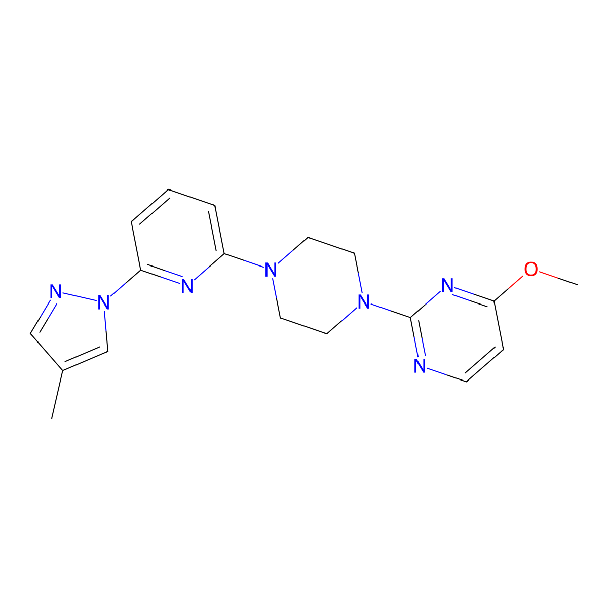 4-methoxy-2-{4-[6-(4-methyl-1H-pyrazol-1-yl)pyridin-2-yl]piperazin-1-yl}pyrimidine molecular structure, CAS 2770642-97-0