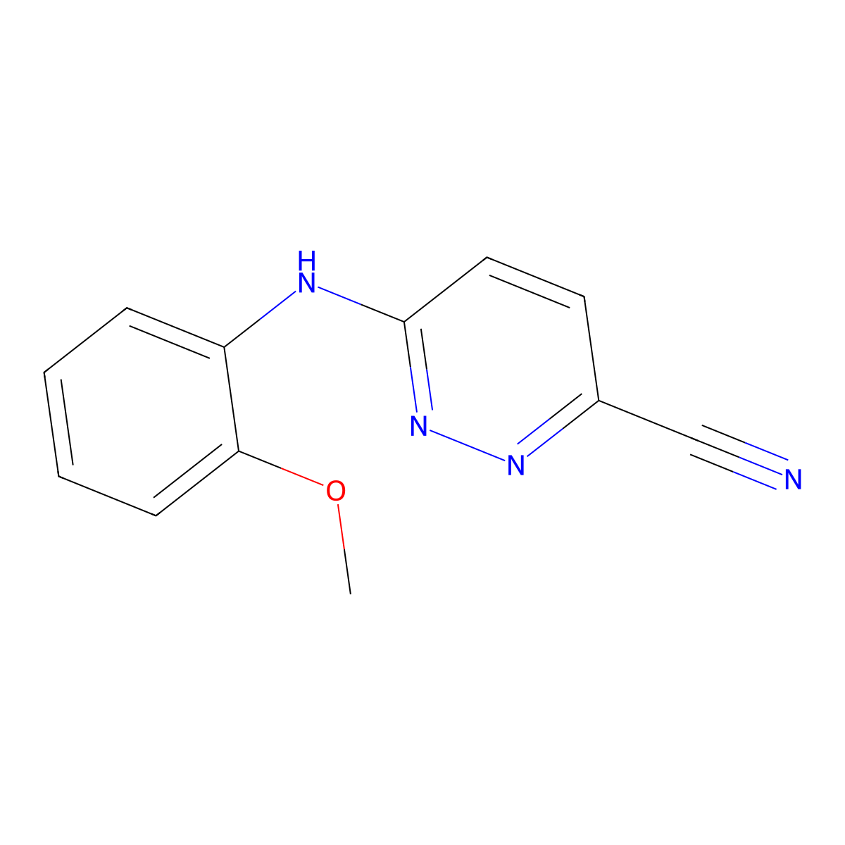 6-[(2-Methoxyphenyl)amino]pyridazine-3-carbonitrile molecular structure, CAS 2770643-00-8