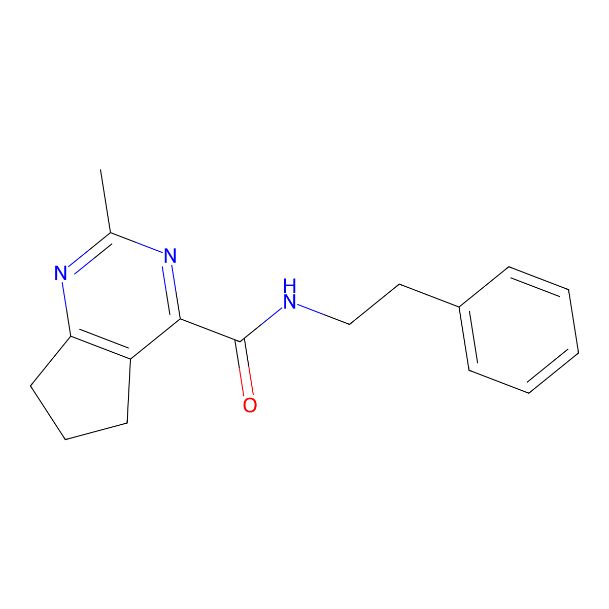 2-methyl-N-(2-phenylethyl)-5H,6H,7H-cyclopenta[d]pyrimidine-4-carboxamide molecular structure, CAS 2770643-07-5