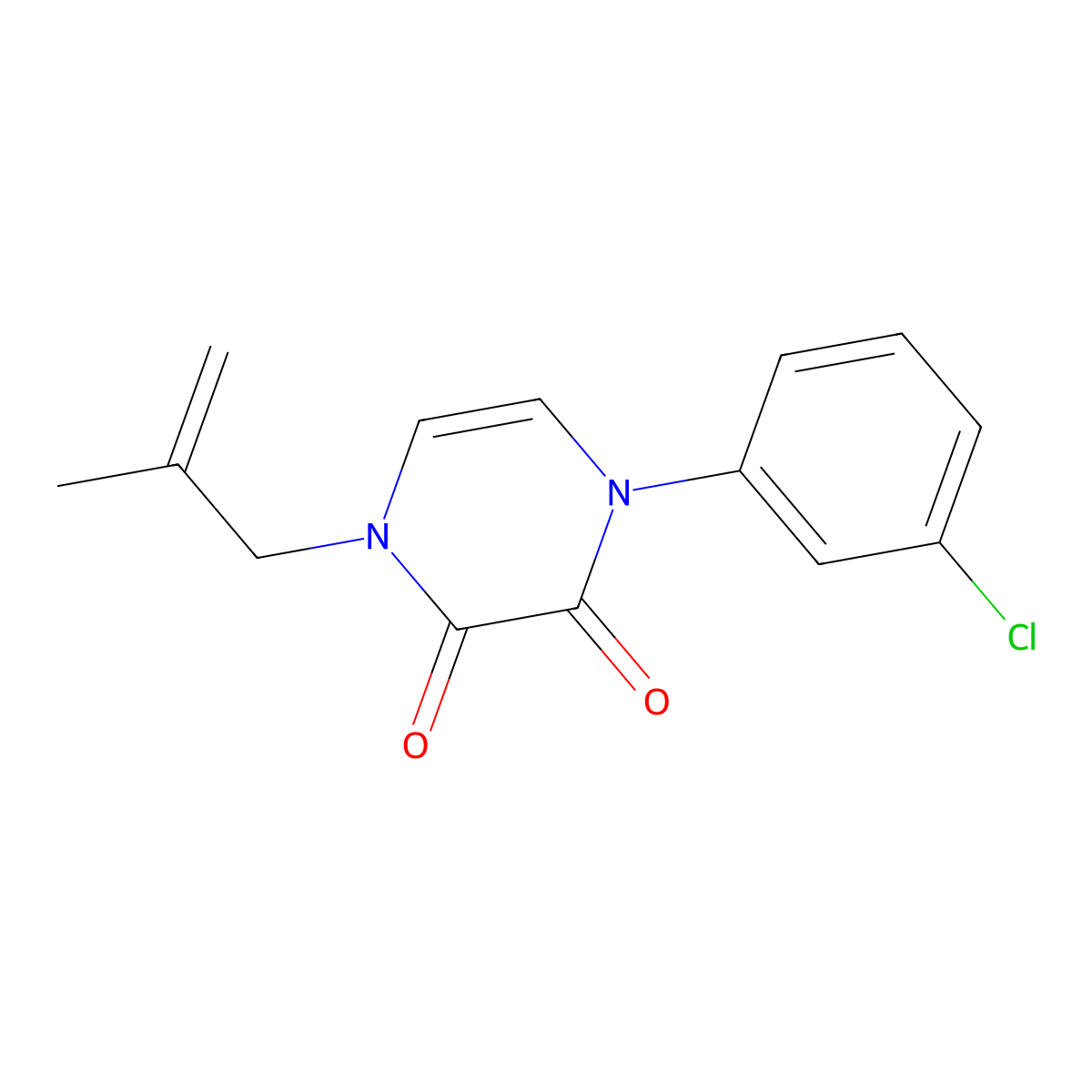 1-(3-Chlorophenyl)-4-(2-methylprop-2-en-1-yl)-1,2,3,4-tetrahydropyrazine-2,3-dione molecular structure, CAS 2770643-09-7