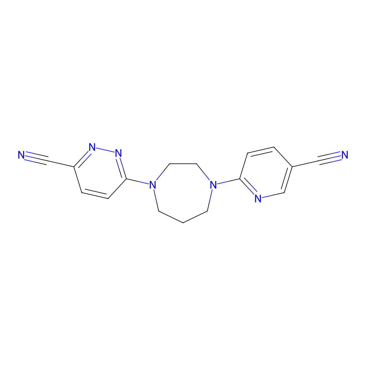 6-[4-(5-Cyanopyridin-2-yl)-1,4-diazepan-1-yl]pyridazine-3-carbonitrile molecular structure, CAS 2770643-16-6