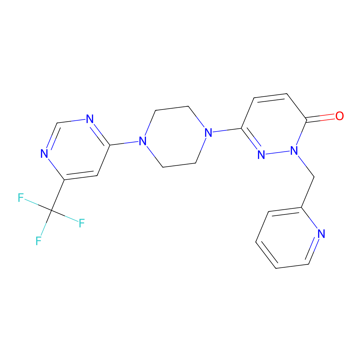 2-[(Pyridin-2-yl)methyl]-6-{4-[6-(trifluoromethyl)pyrimidin-4-yl]piperazin-1-yl}-2,3-dihydropyridazin-3-one molecular structure, CAS 2770643-21-3
