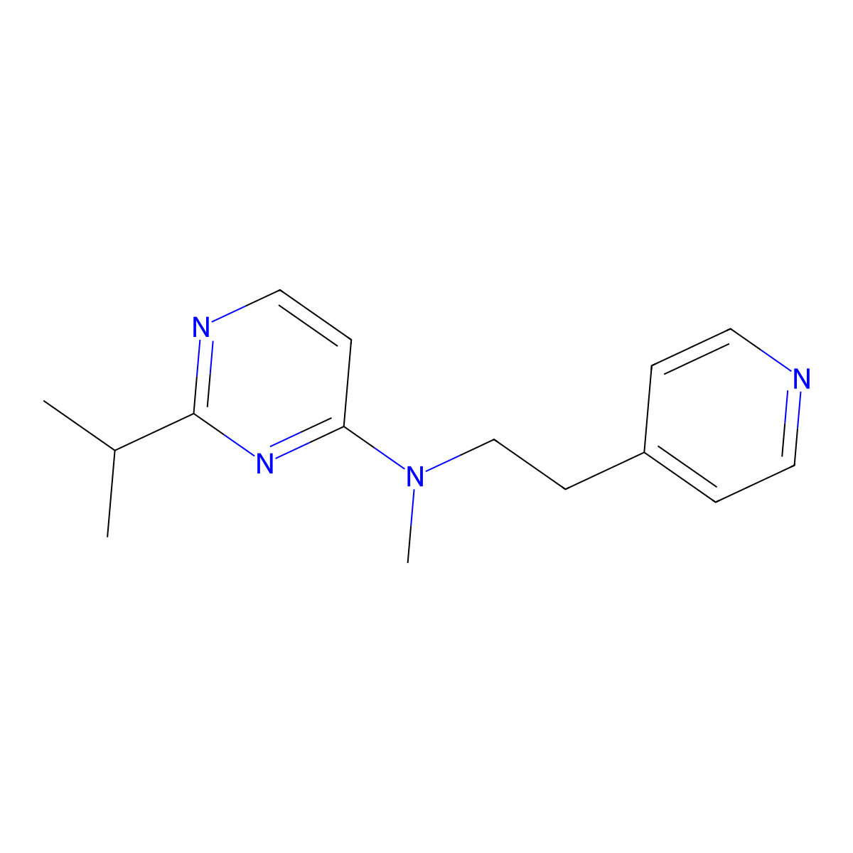 N-methyl-2-(propan-2-yl)-N-[2-(pyridin-4-yl)ethyl]pyrimidin-4-amine molecular structure, CAS 2770643-22-4