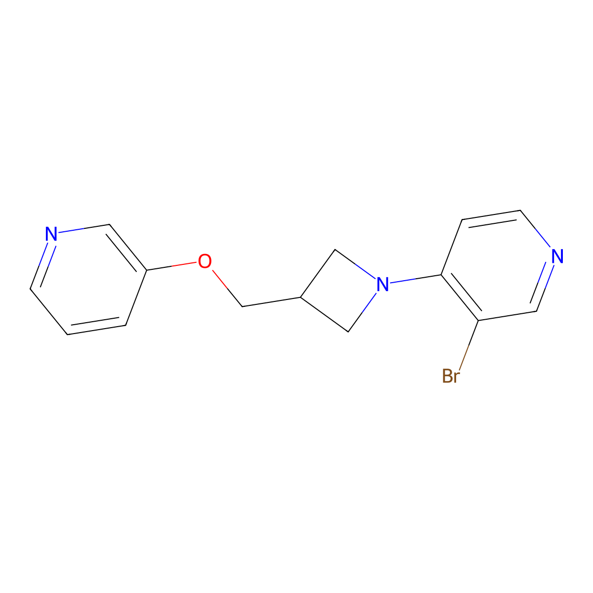 3-Bromo-4-{3-[(pyridin-3-yloxy)methyl]azetidin-1-yl}pyridine molecular structure, CAS 2770643-24-6