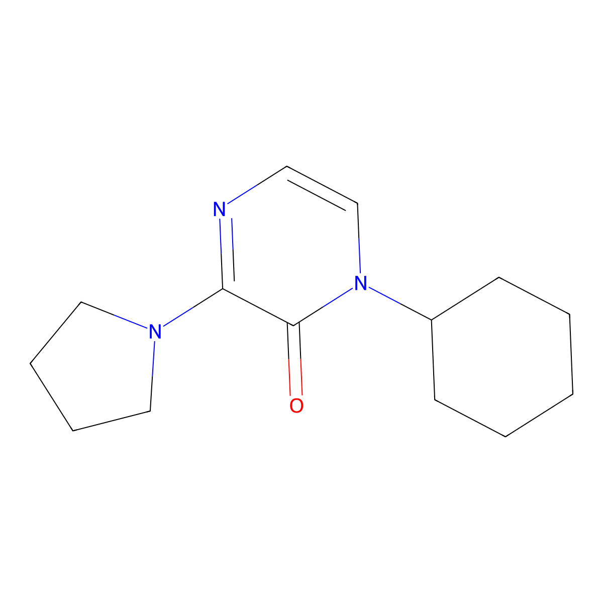 1-Cyclohexyl-3-(pyrrolidin-1-yl)-1,2-dihydropyrazin-2-one molecular structure, CAS 2770643-27-9