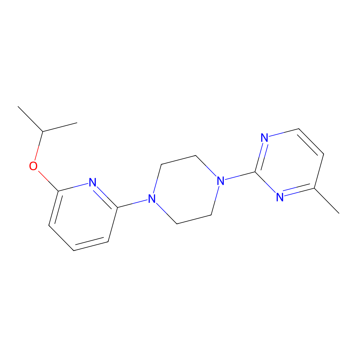 4-Methyl-2-{4-[6-(propan-2-yloxy)pyridin-2-yl]piperazin-1-yl}pyrimidine molecular structure, CAS 2770643-29-1