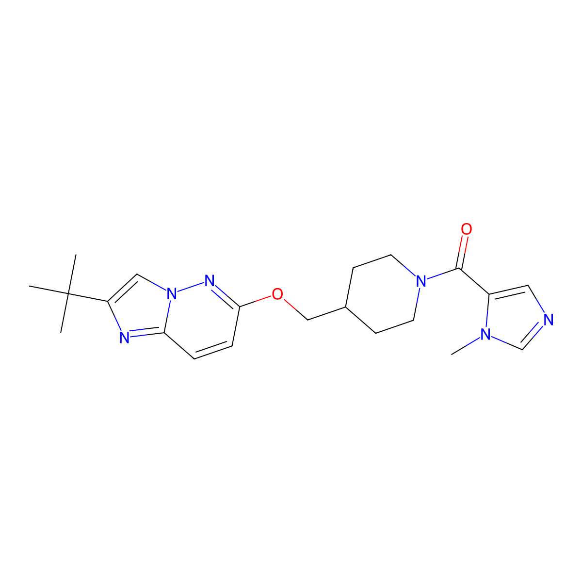 4-[({2-tert-butylimidazo[1,2-b]pyridazin-6-yl}oxy)methyl]-1-(1-methyl-1H-imidazole-5-carbonyl)piperidine molecular structure, CAS 2770643-30-4