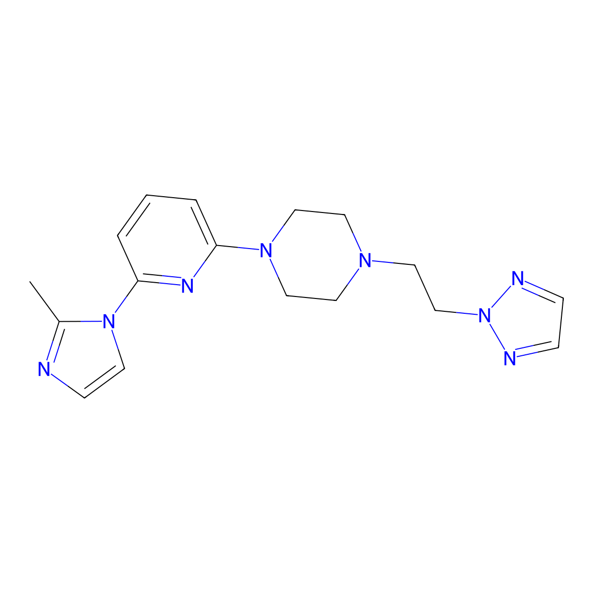 1-[6-(2-methyl-1H-imidazol-1-yl)pyridin-2-yl]-4-[2-(2H-1,2,3-triazol-2-yl)ethyl]piperazine molecular structure, CAS 2770643-35-9