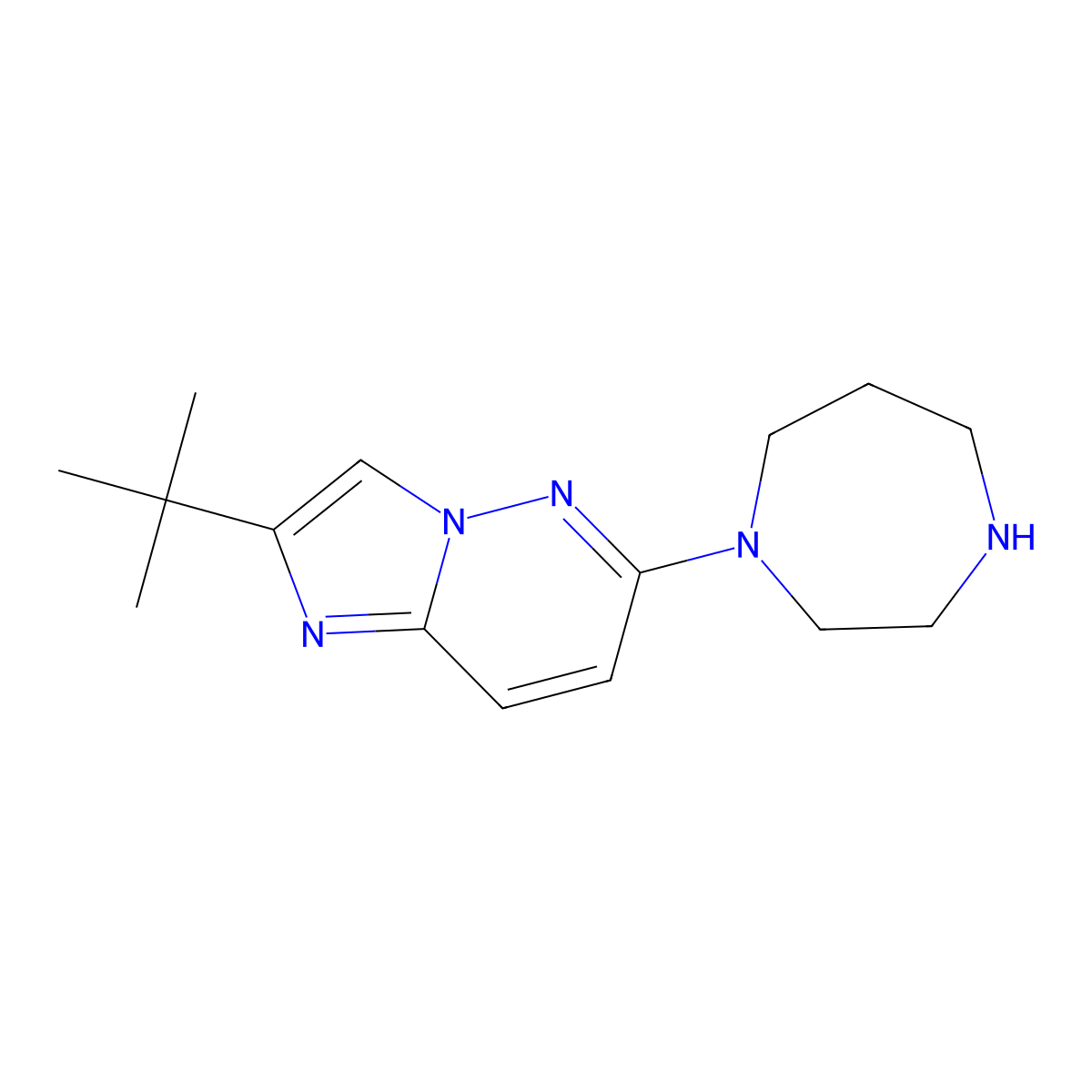 1-{2-Tert-butylimidazo[1,2-b]pyridazin-6-yl}-1,4-diazepane molecular structure, CAS 2770643-37-1