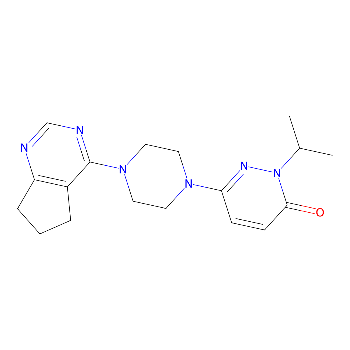 6-(4-{5H,6H,7H-cyclopenta[d]pyrimidin-4-yl}piperazin-1-yl)-2-(propan-2-yl)-2,3-dihydropyridazin-3-one molecular structure, CAS 2770643-38-2