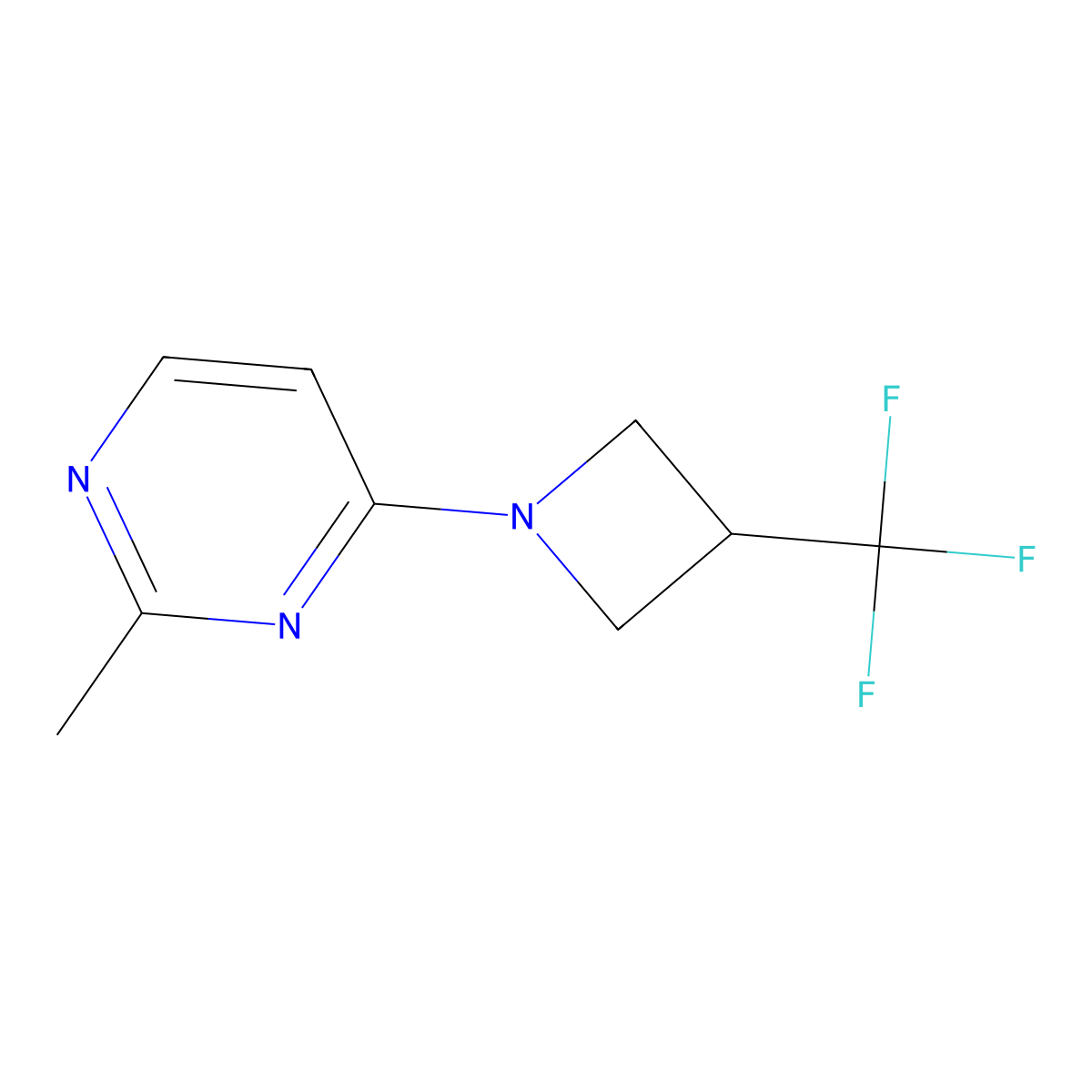 2-Methyl-4-[3-(trifluoromethyl)azetidin-1-yl]pyrimidine molecular structure, CAS 2770643-41-7