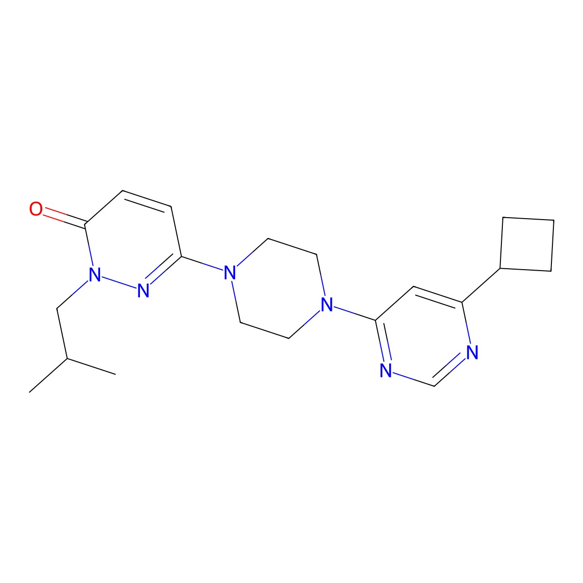6-[4-(6-Cyclobutylpyrimidin-4-yl)piperazin-1-yl]-2-(2-methylpropyl)-2,3-dihydropyridazin-3-one molecular structure, CAS 2770643-43-9