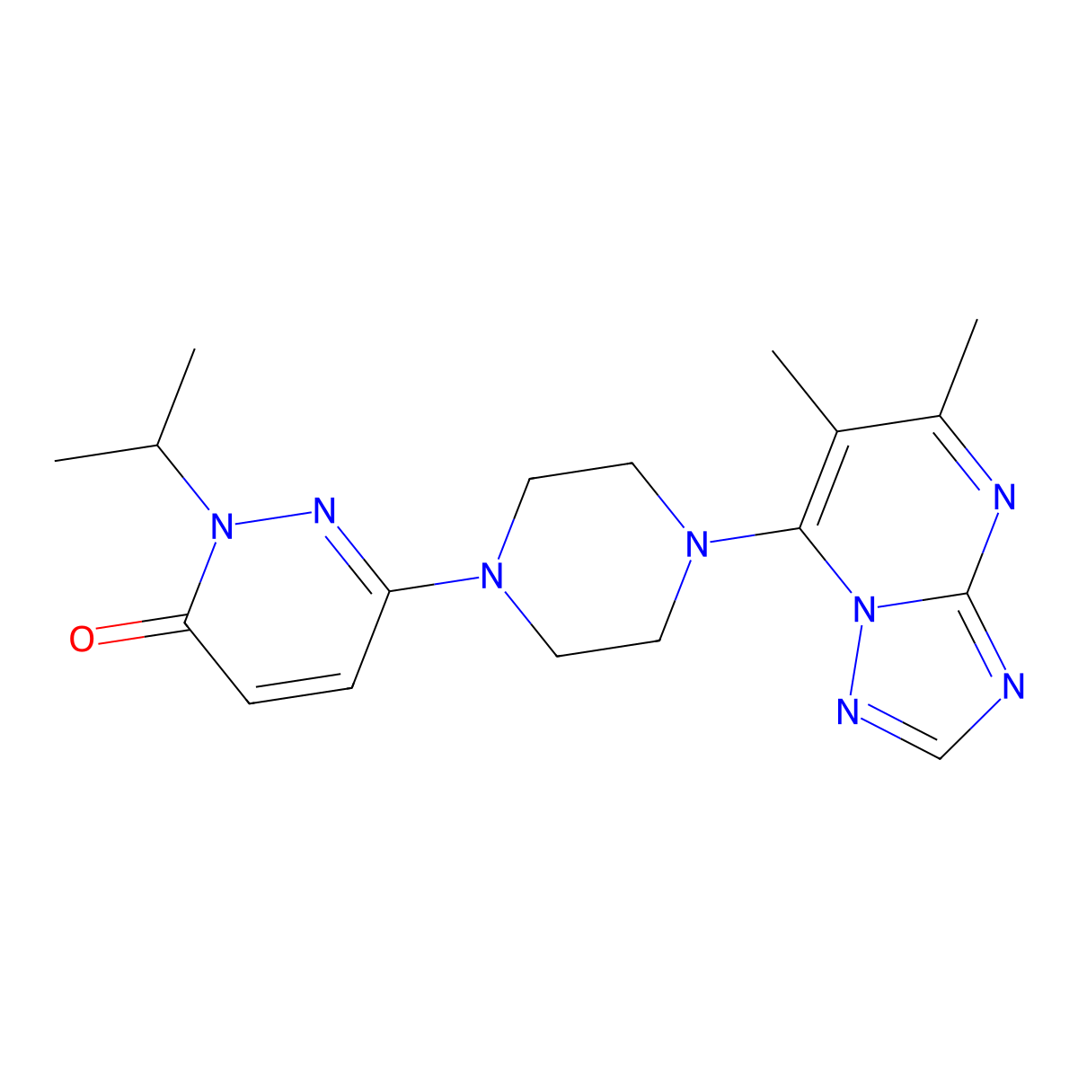 6-(4-{5,6-Dimethyl-[1,2,4]triazolo[1,5-a]pyrimidin-7-yl}piperazin-1-yl)-2-(propan-2-yl)-2,3-dihydropyridazin-3-one molecular structure, CAS 2770643-49-5