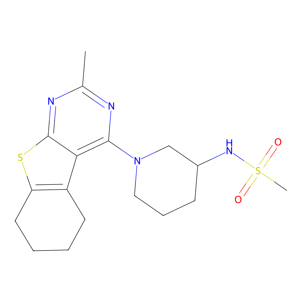 N-[1-(2-methyl-5,6,7,8-tetrahydro-[1]benzothiolo[2,3-d]pyrimidin-4-yl)piperidin-3-yl]methanesulfonamide molecular structure, CAS 2770643-54-2