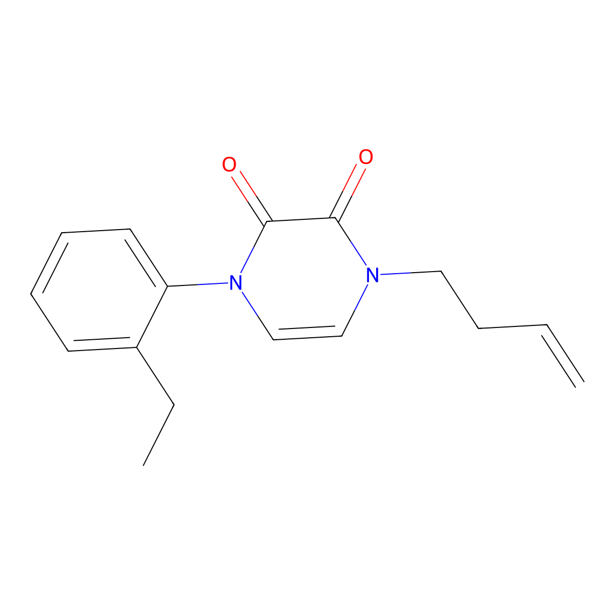 1-(But-3-en-1-yl)-4-(2-ethylphenyl)-1,2,3,4-tetrahydropyrazine-2,3-dione molecular structure, CAS 2770643-56-4