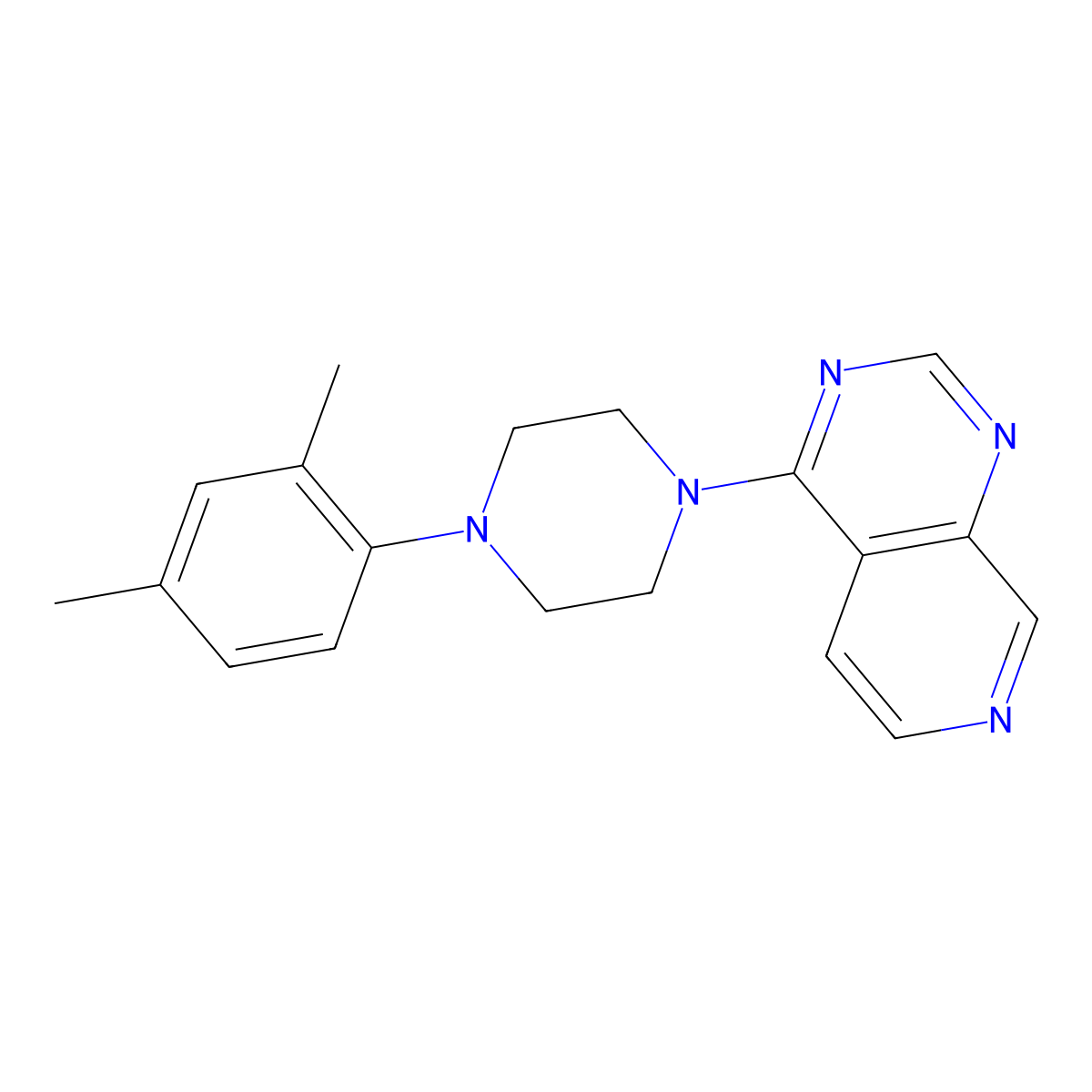 1-(2,4-Dimethylphenyl)-4-{pyrido[3,4-d]pyrimidin-4-yl}piperazine molecular structure, CAS 2770643-68-8