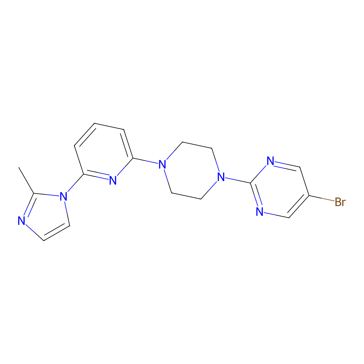 5-bromo-2-{4-[6-(2-methyl-1H-imidazol-1-yl)pyridin-2-yl]piperazin-1-yl}pyrimidine molecular structure, CAS 2770643-69-9
