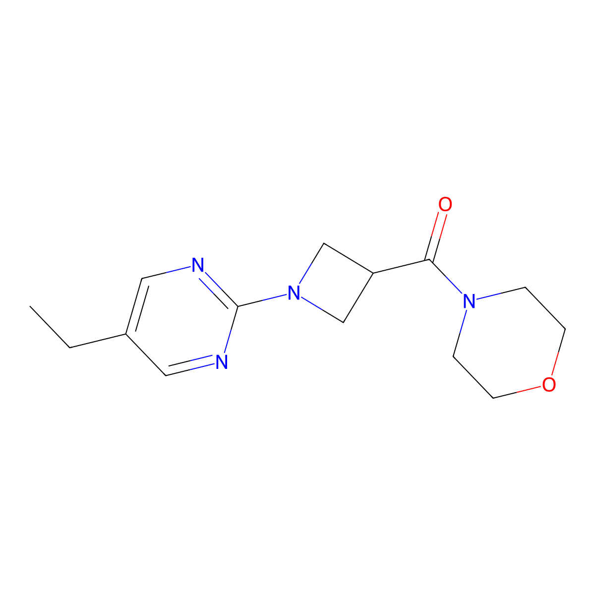 4-[1-(5-Ethylpyrimidin-2-yl)azetidine-3-carbonyl]morpholine molecular structure, CAS 2770643-79-1