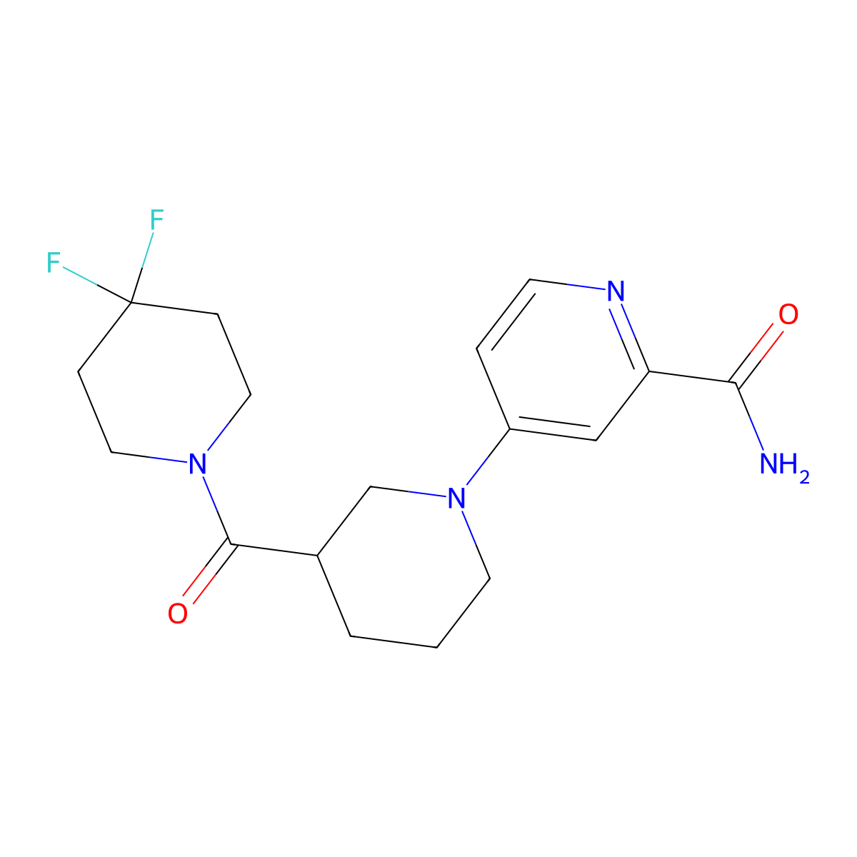 4-[3-(4,4-Difluoropiperidine-1-carbonyl)piperidin-1-yl]pyridine-2-carboxamide molecular structure, CAS 2770643-83-7