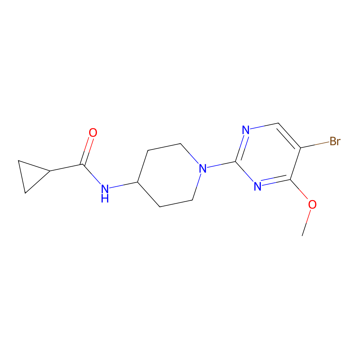 N-[1-(5-bromo-4-methoxypyrimidin-2-yl)piperidin-4-yl]cyclopropanecarboxamide molecular structure, CAS 2770643-84-8