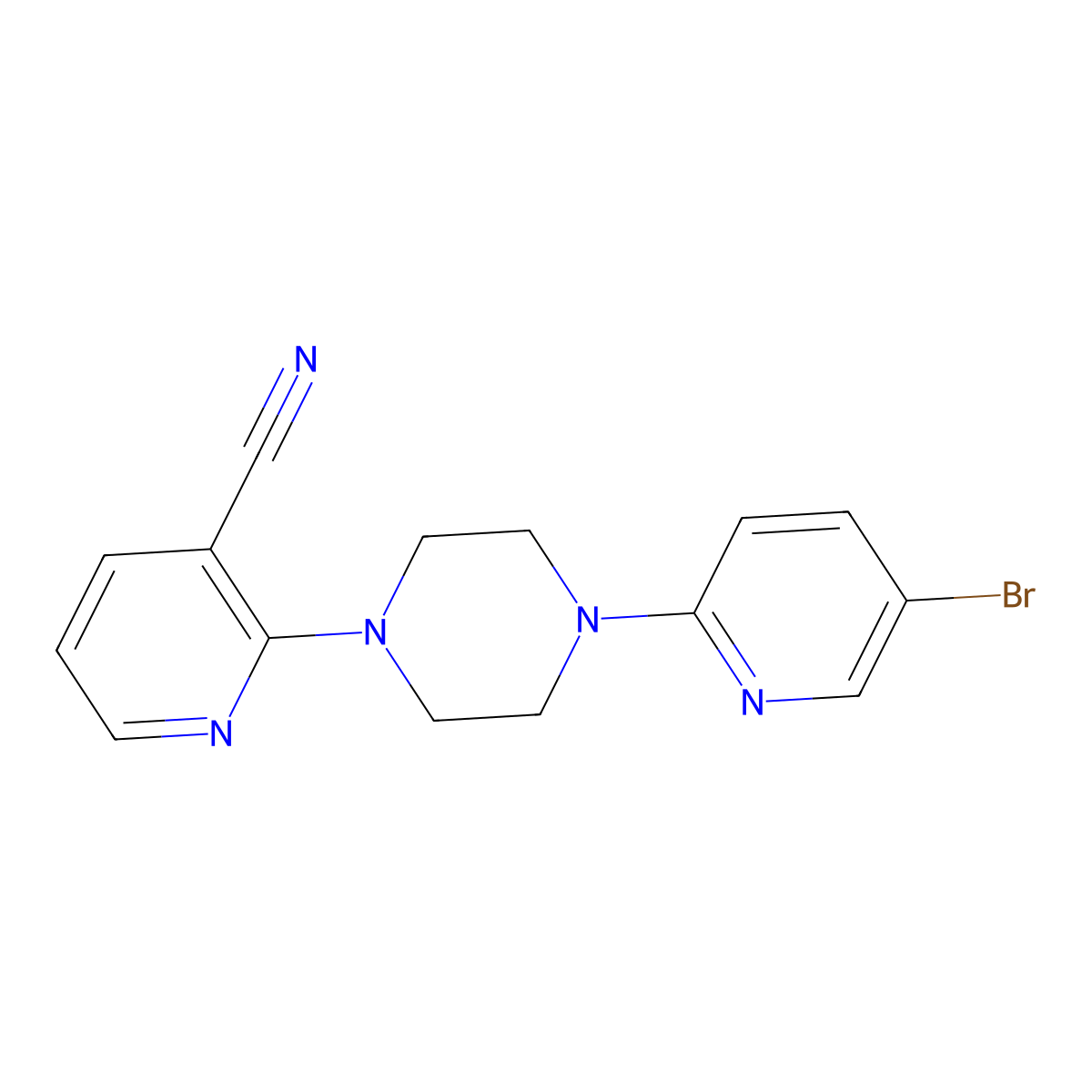 2-[4-(5-Bromopyridin-2-yl)piperazin-1-yl]pyridine-3-carbonitrile molecular structure, CAS 2770643-86-0