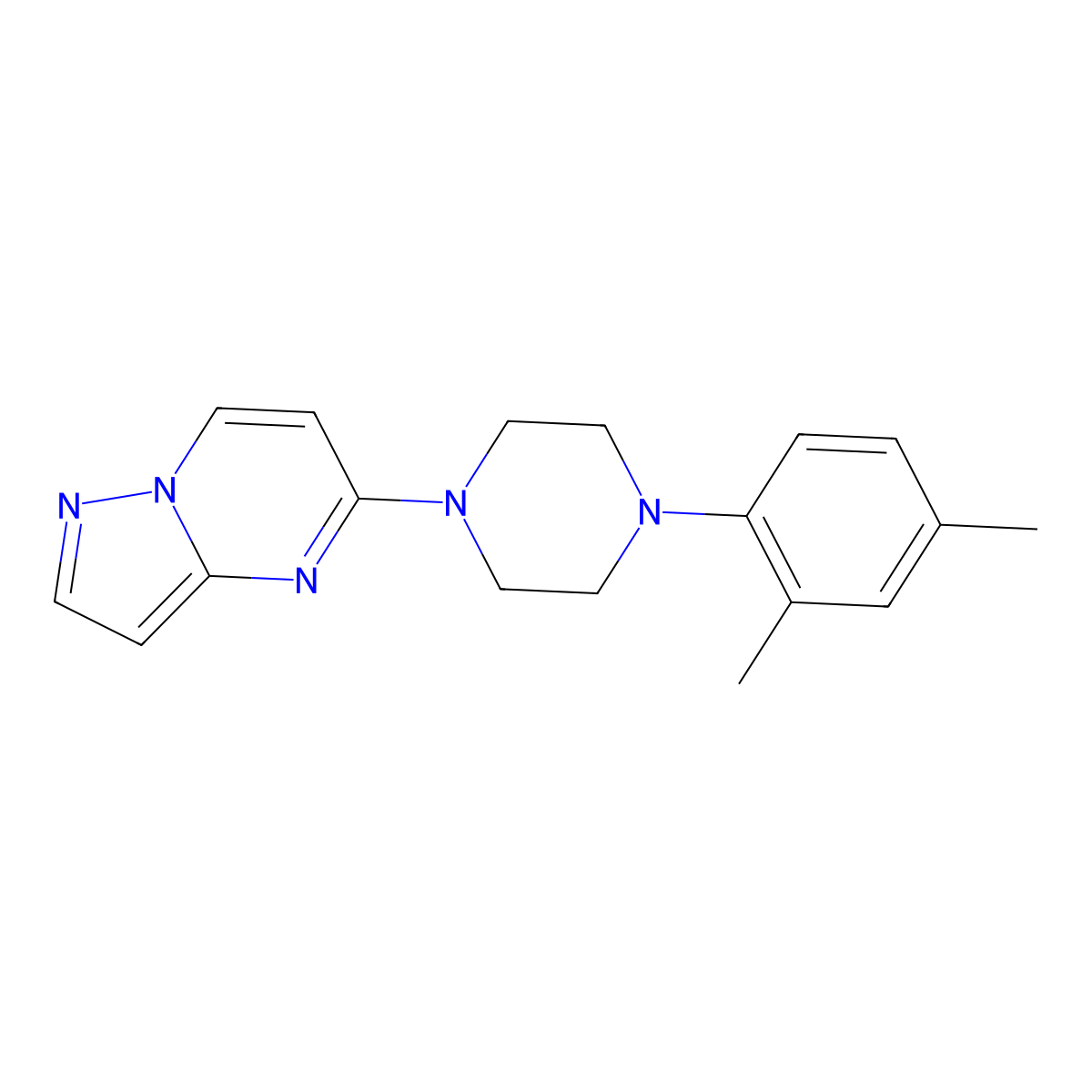 1-(2,4-Dimethylphenyl)-4-{pyrazolo[1,5-a]pyrimidin-5-yl}piperazine molecular structure, CAS 2770643-90-6