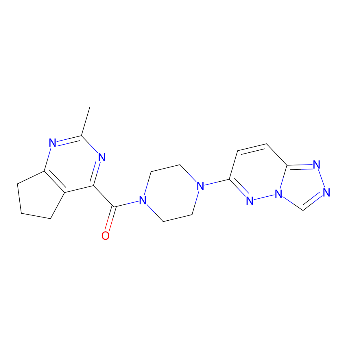 1-{2-methyl-5H,6H,7H-cyclopenta[d]pyrimidine-4-carbonyl}-4-{[1,2,4]triazolo[4,3-b]pyridazin-6-yl}piperazine molecular structure, CAS 2770643-91-7